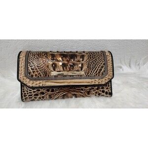 Brahmin Mitford Soft Checkbook Embossed Leather Wallet